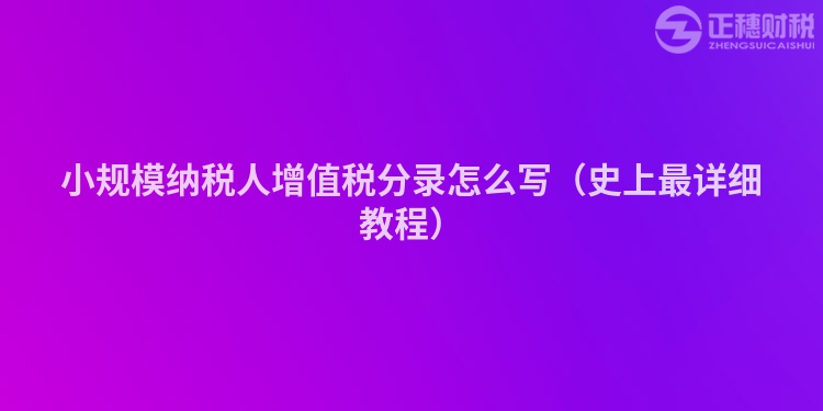 小规模纳税人增值税分录怎么写（史上最详细教程）