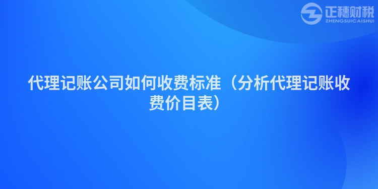 代理记账公司如何收费标准（分析代理记账收费价目表）