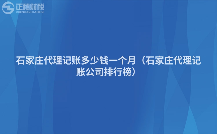 石家庄代理记账多少钱一个月（石家庄代理记账公司排行榜）